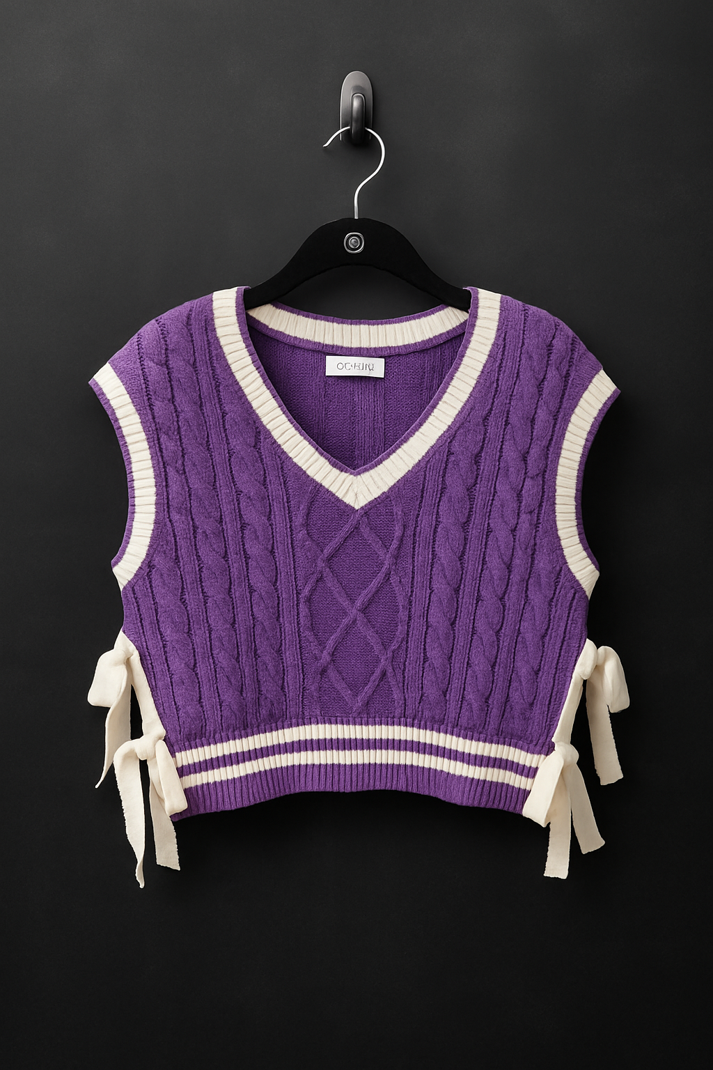 Cropped Purple/White Sweater Vest