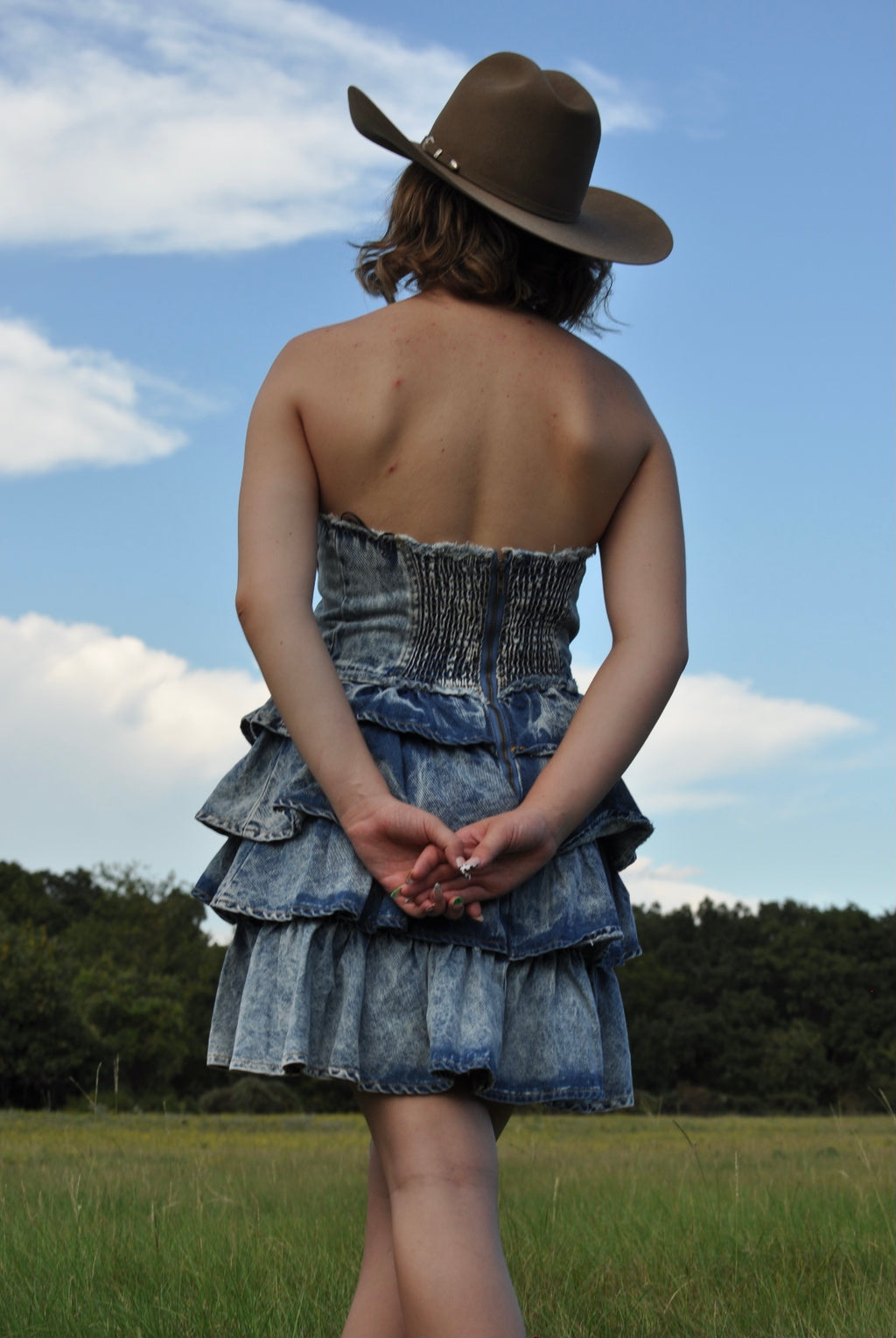 Denim Ruffle Dress