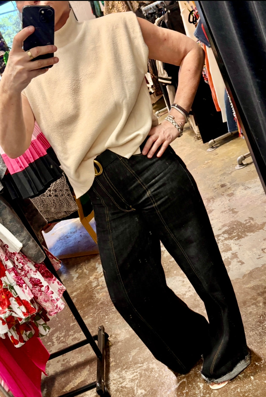 Wide leg black jeans