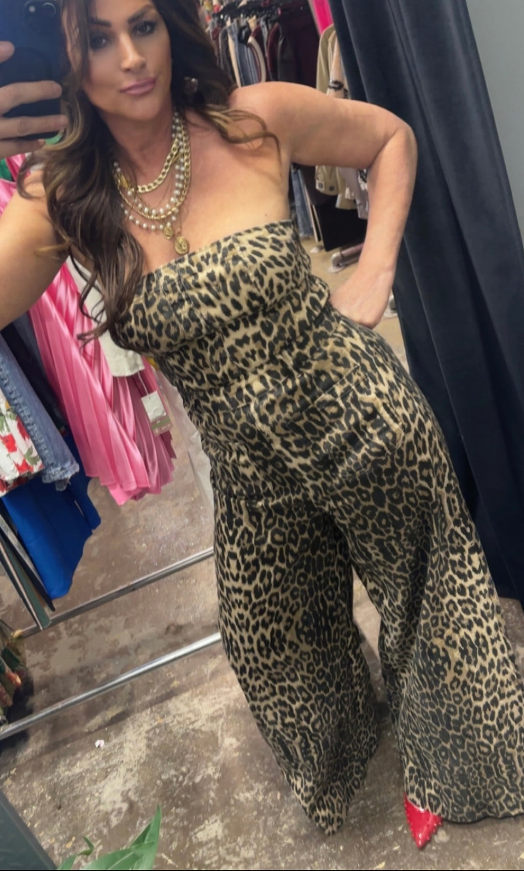 Strapless Leopard Jumpsuit