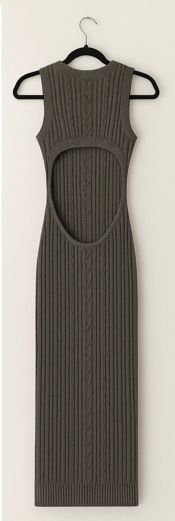 Grey Backless Sweater Dress