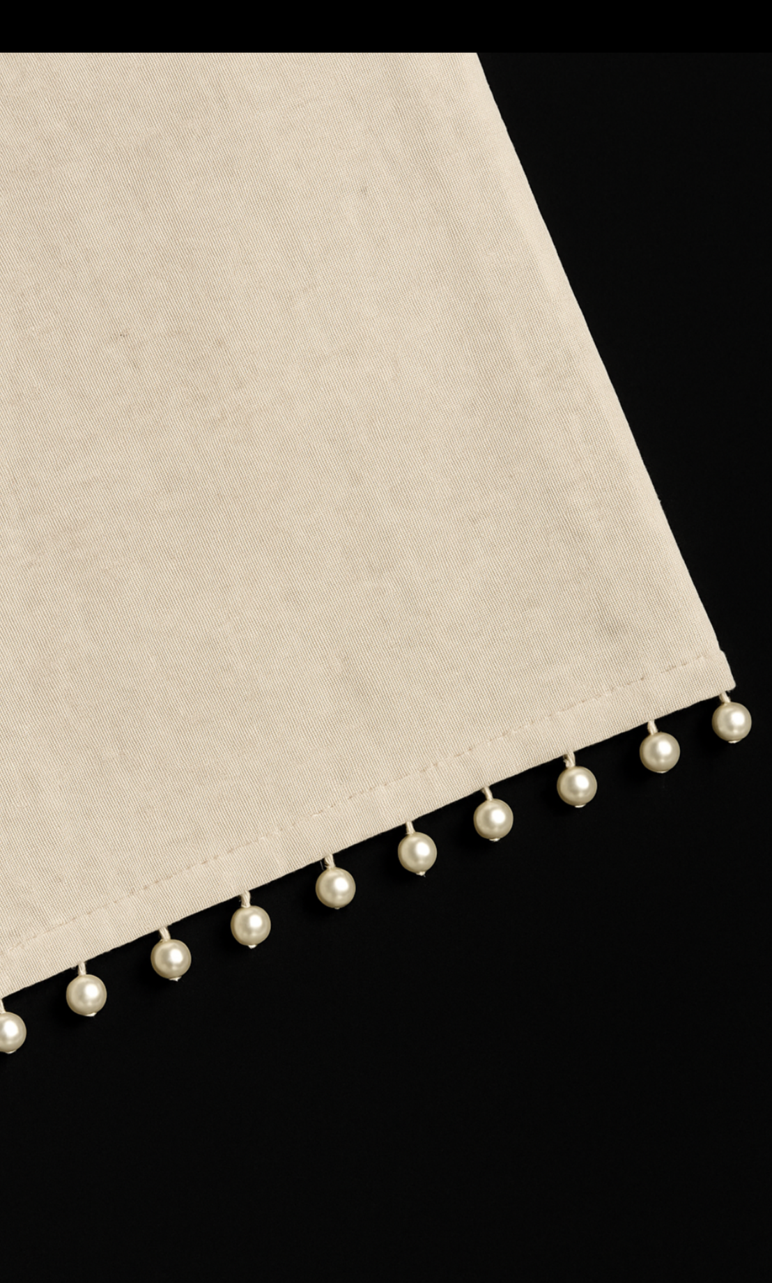 Khaki Linen Pearl Detail Trousers