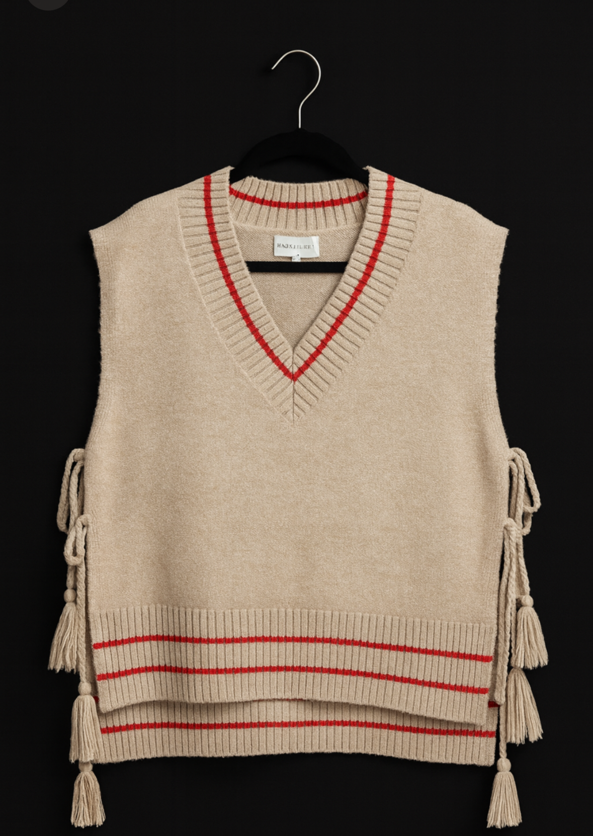 Oatmeal/Red Tie Sweater Vest