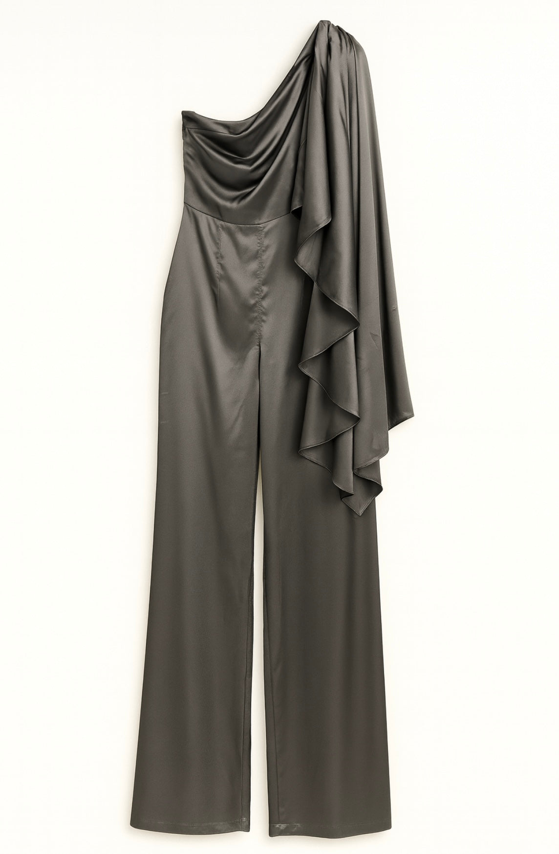 Black One Shoulder Pant Suit