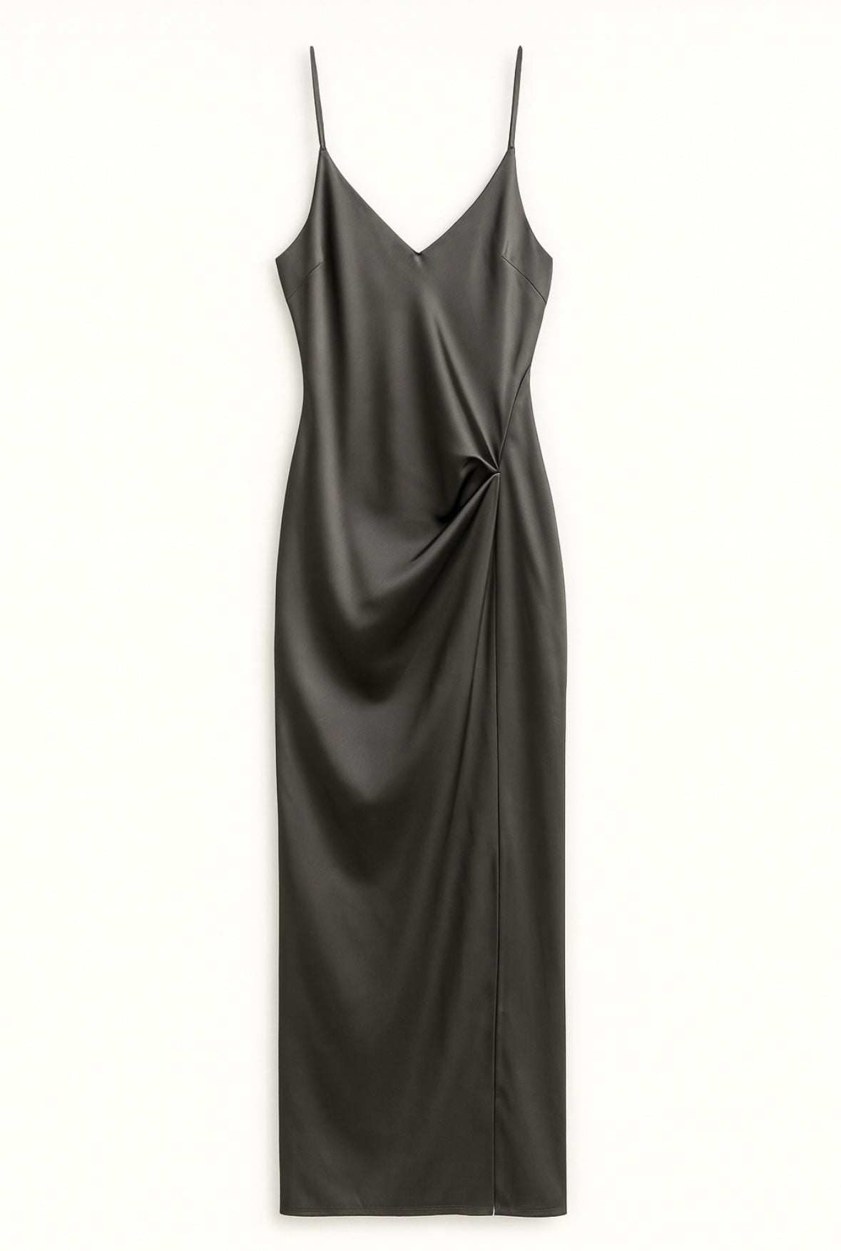Black Side Pleat Dress