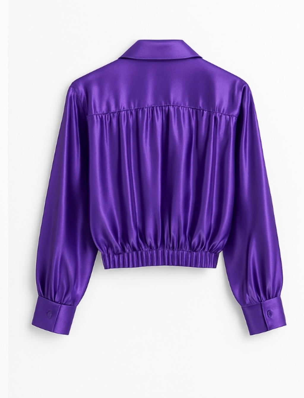 Purple Satin Tie Front Blouse