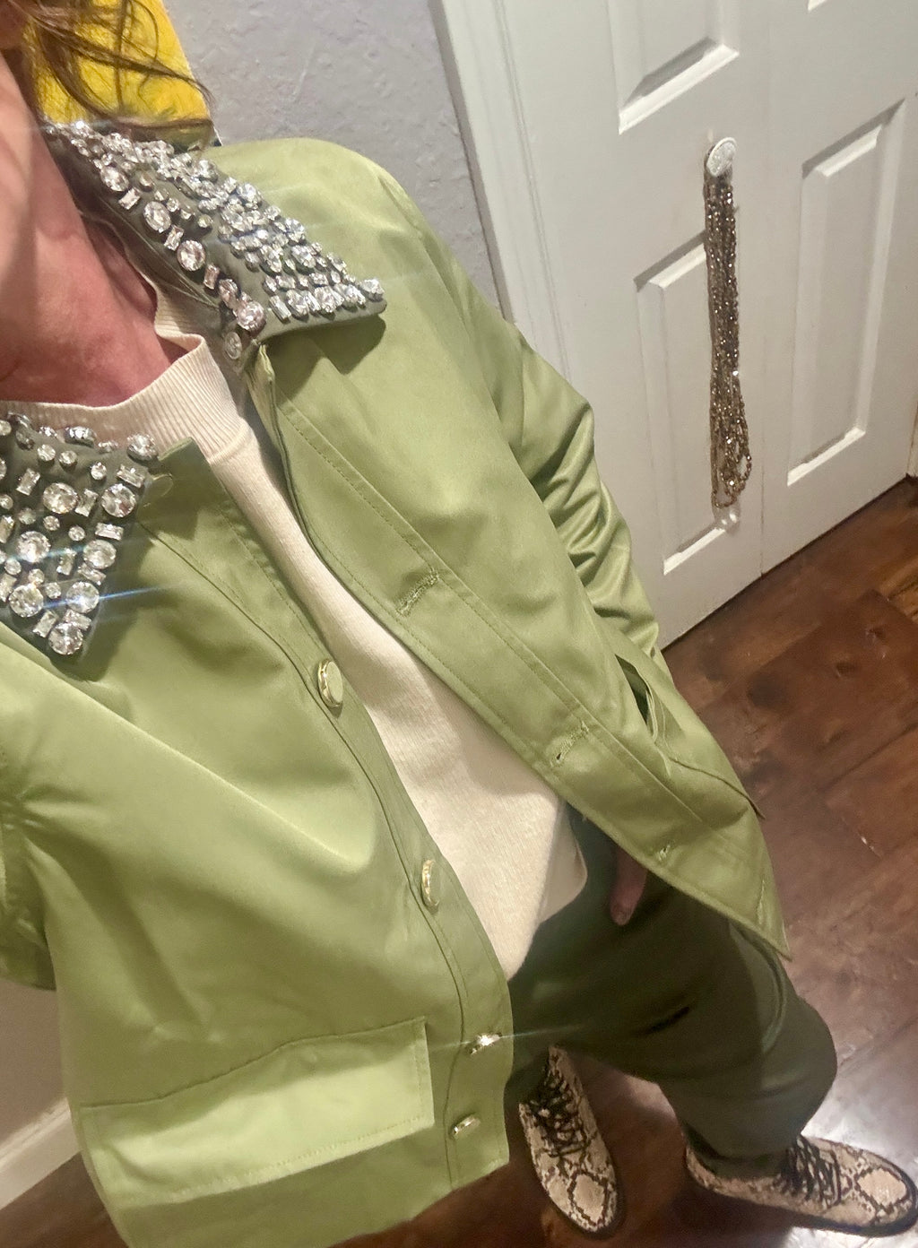 Rhinestone Collared Jacket