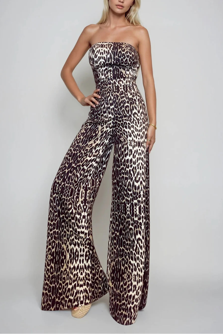 Strapless Leopard Jumpsuit