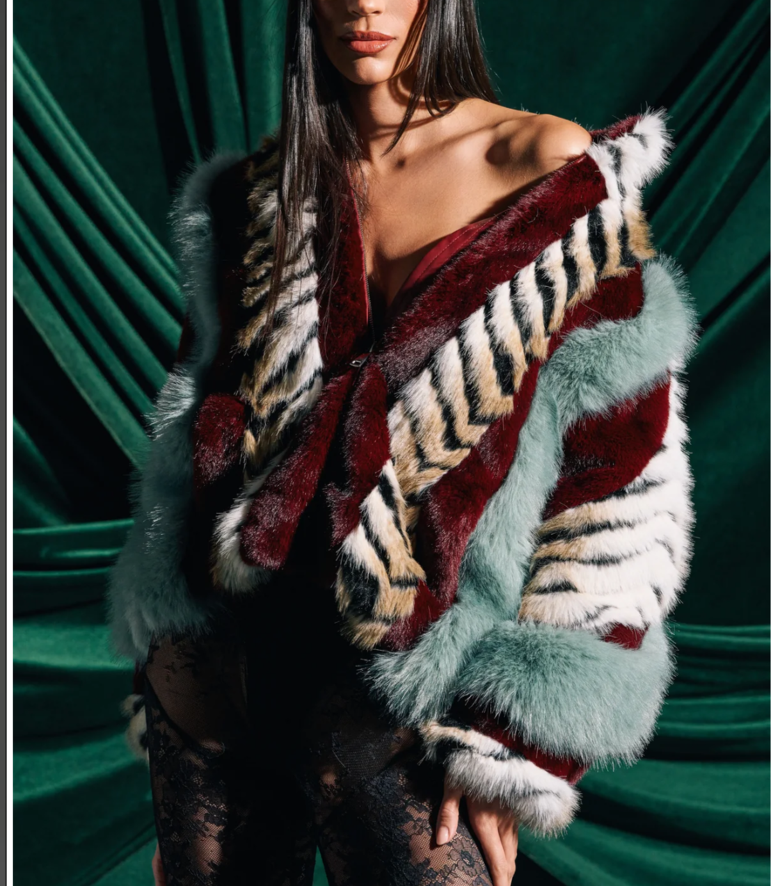 Inez-Multi Color Fur Jacket