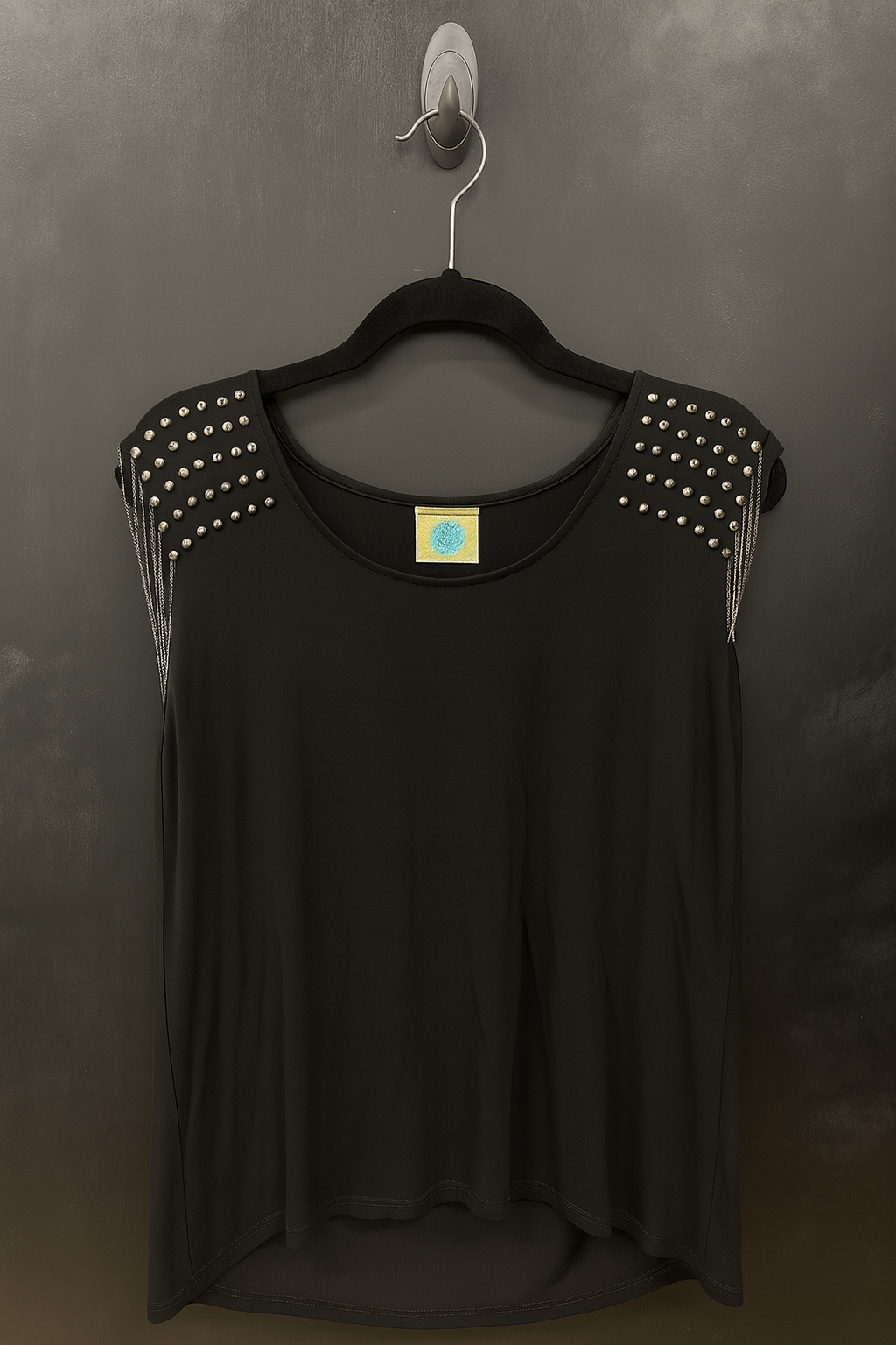 Black Studded Sleeveless Tank