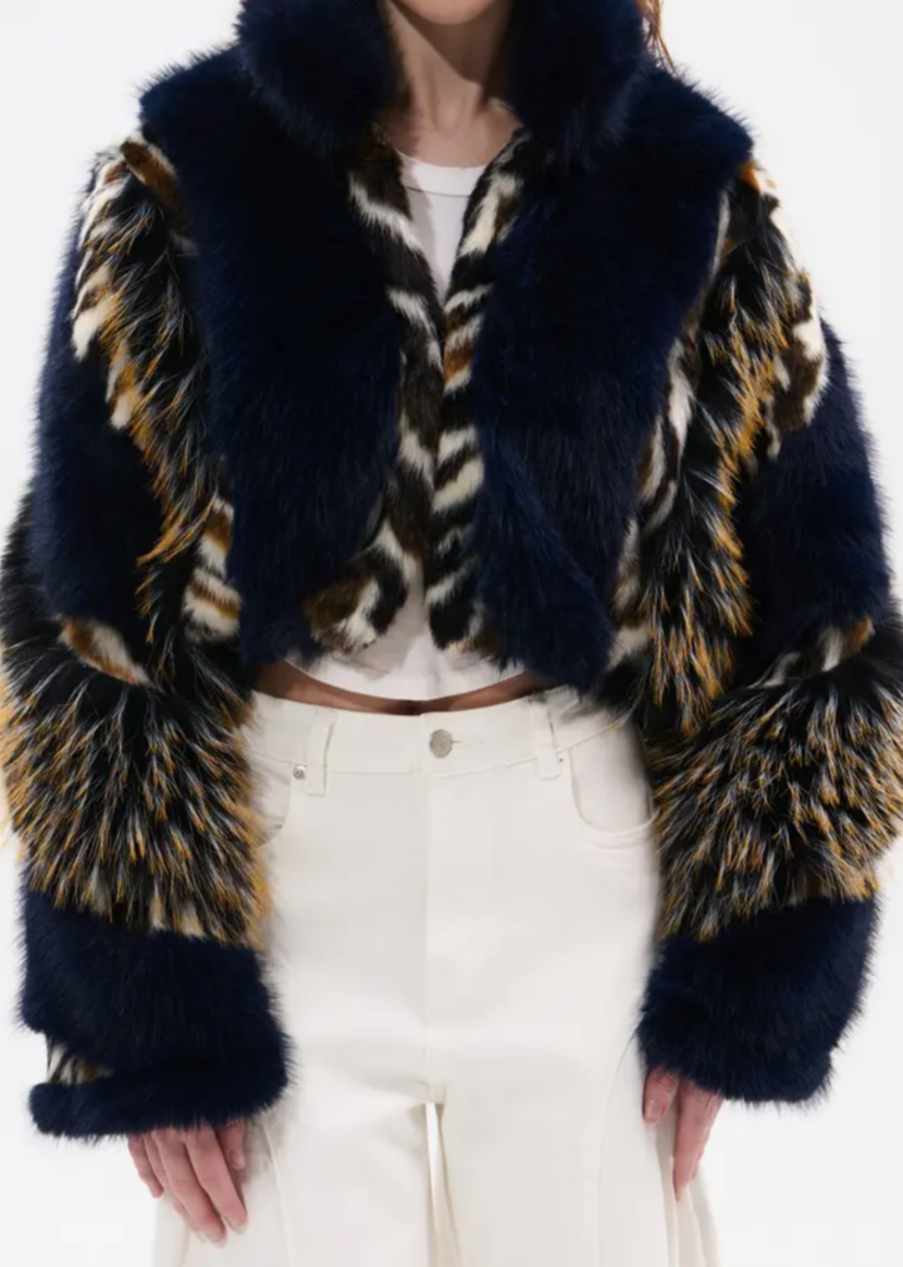 Chiaya-Multi Blue Fur Jacket