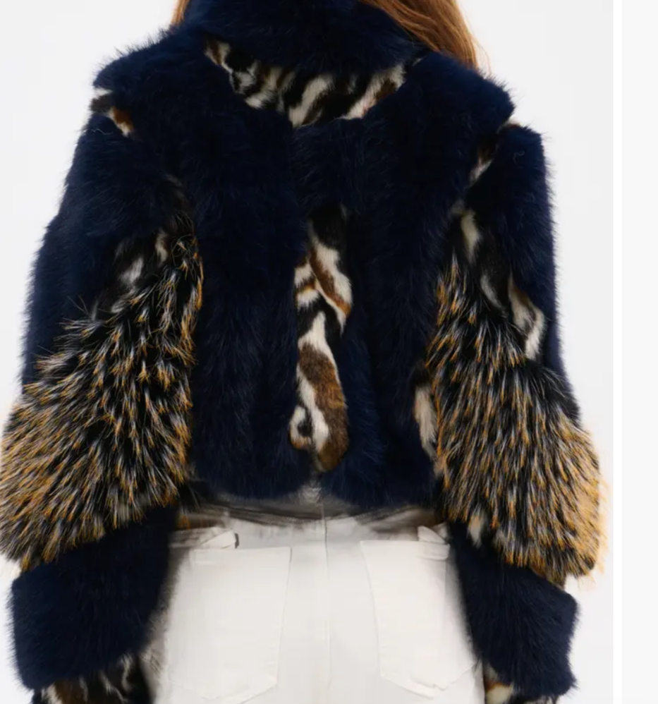Chiaya-Multi Blue Fur Jacket