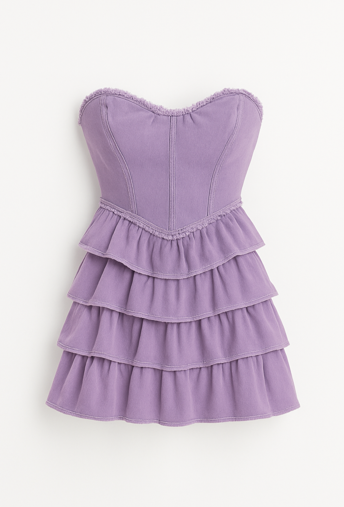Purple Denim Ruffle Dress
