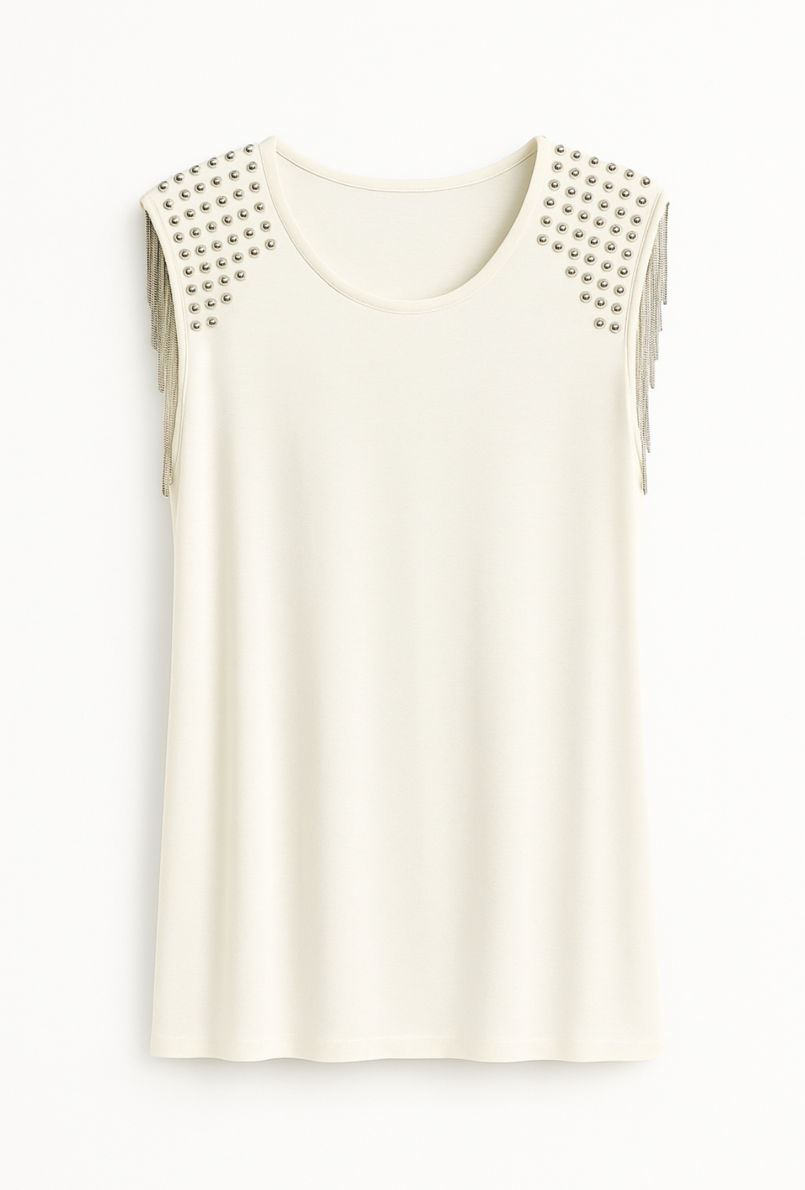 White Rhinestone Rocker Tank