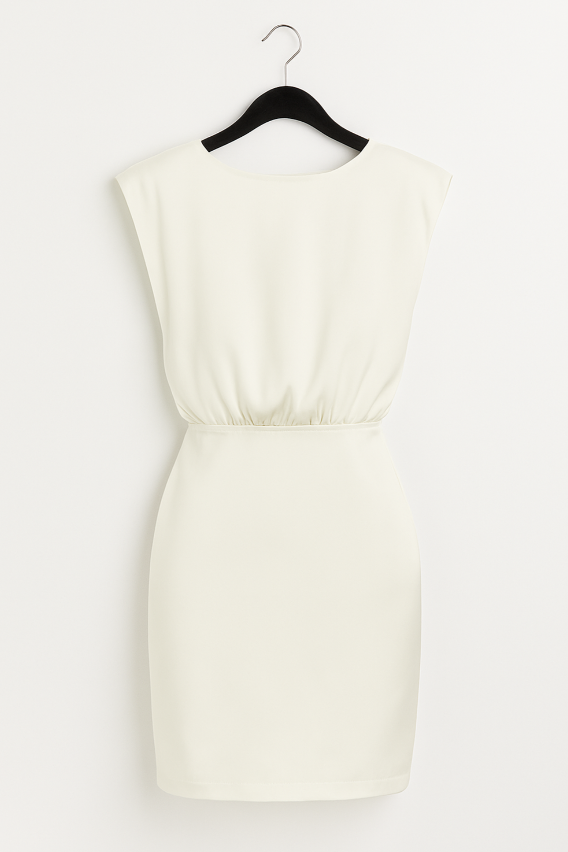 Sleeveless White Cinched-Waist Dress