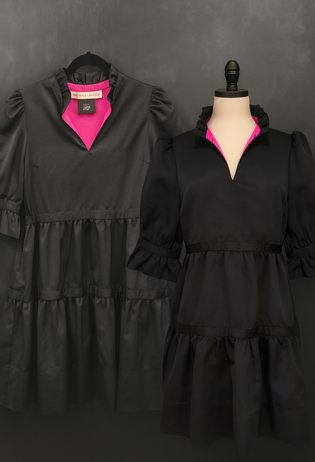 Gretchen Scott Black Dress with Pink Trim
