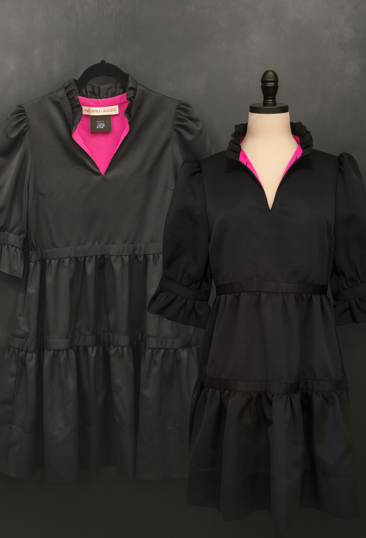 Gretchen Scott Black Dress with Pink Trim