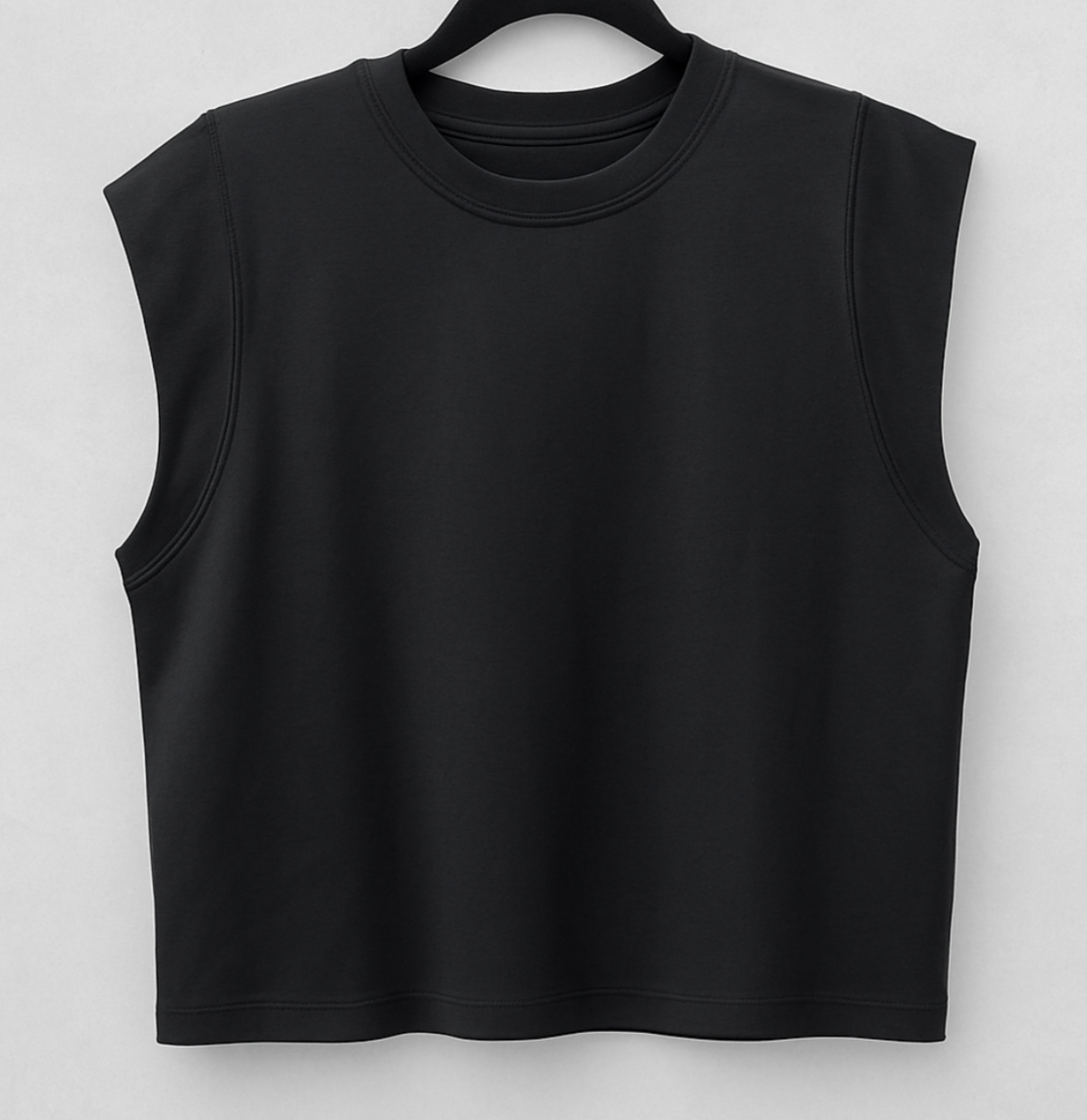 Black Sleeveless Cropped Shirt