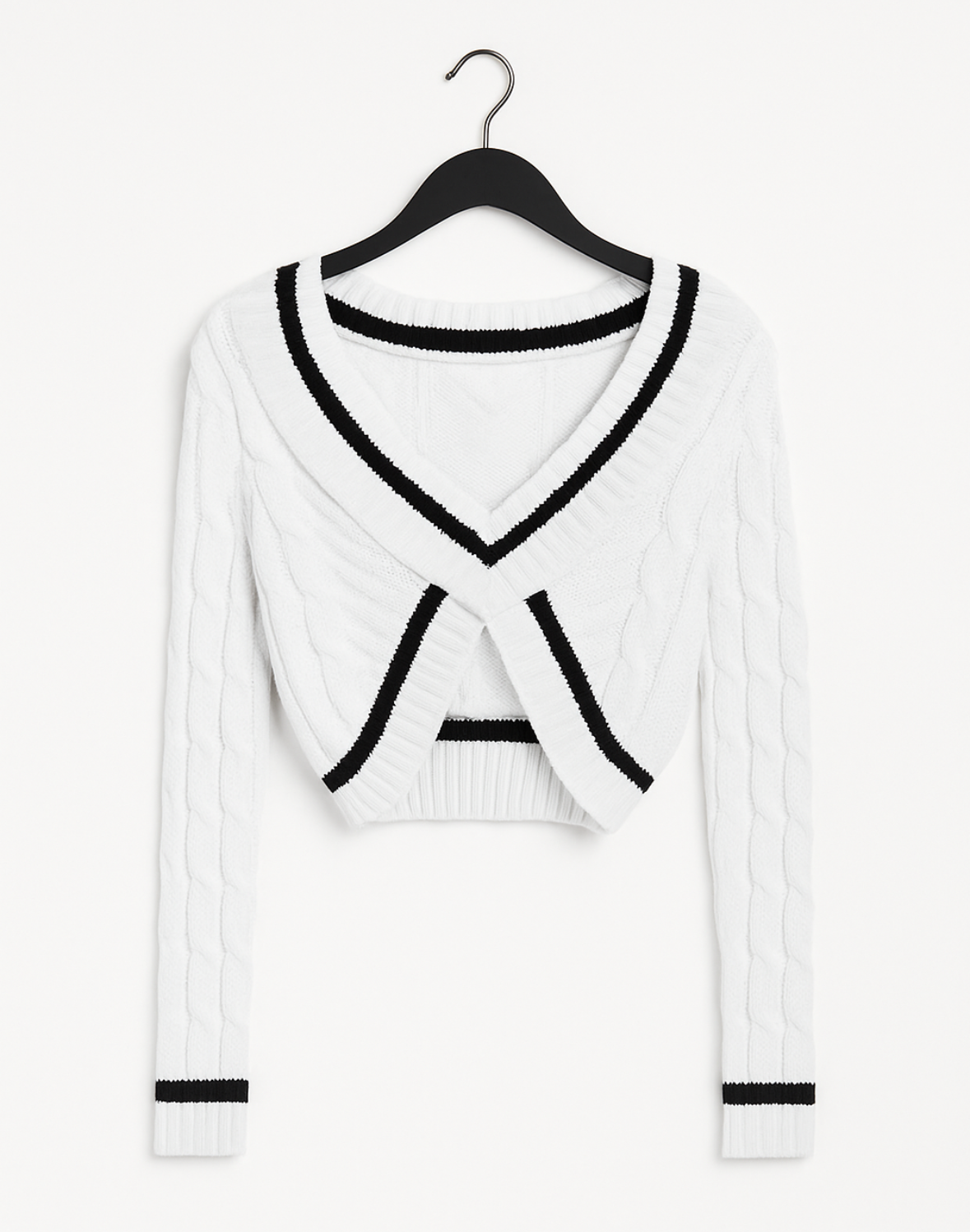 Cropped Black and White Sweater