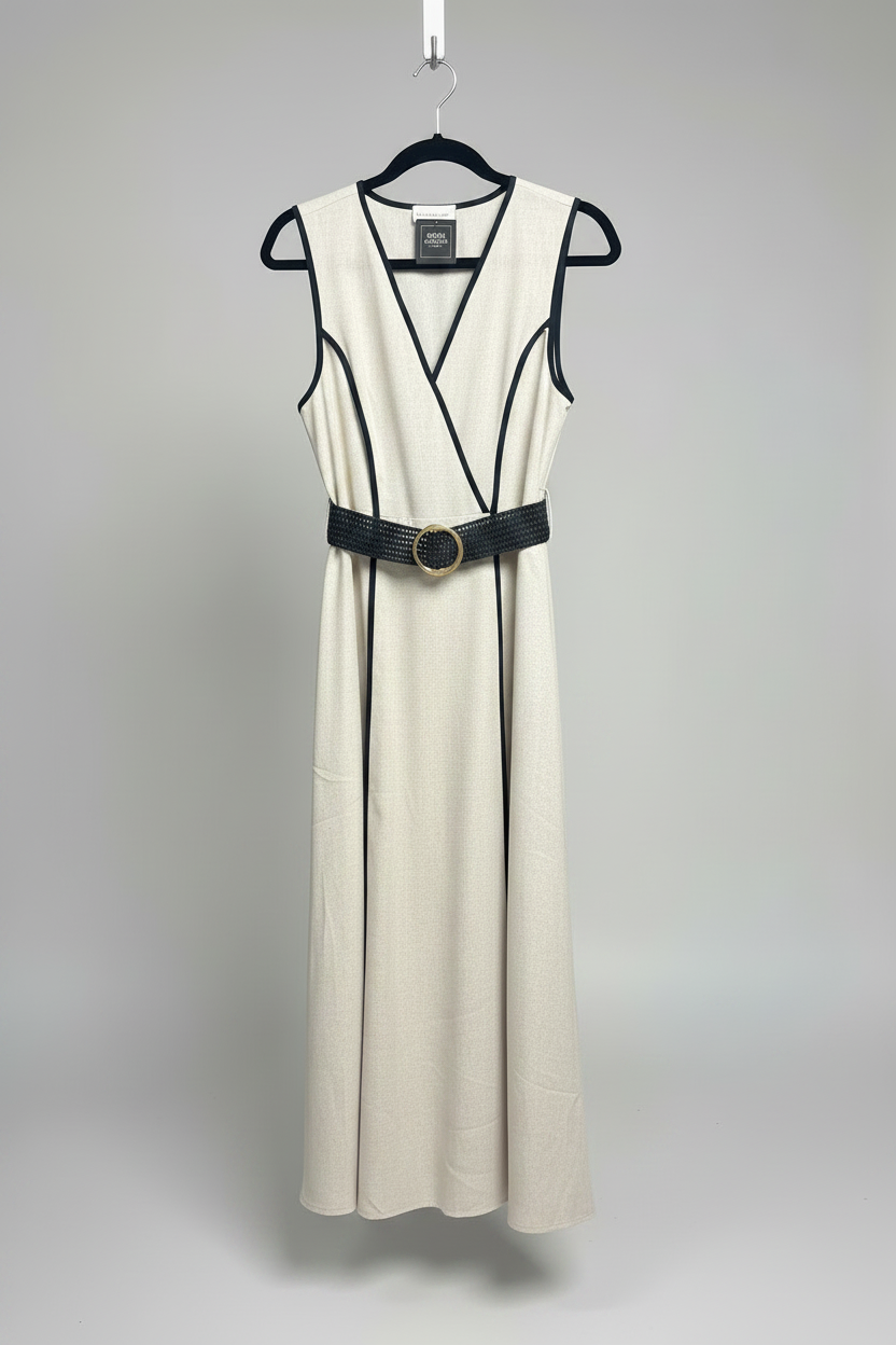 Cream Maxi Dress - Front (Straightened Belt)