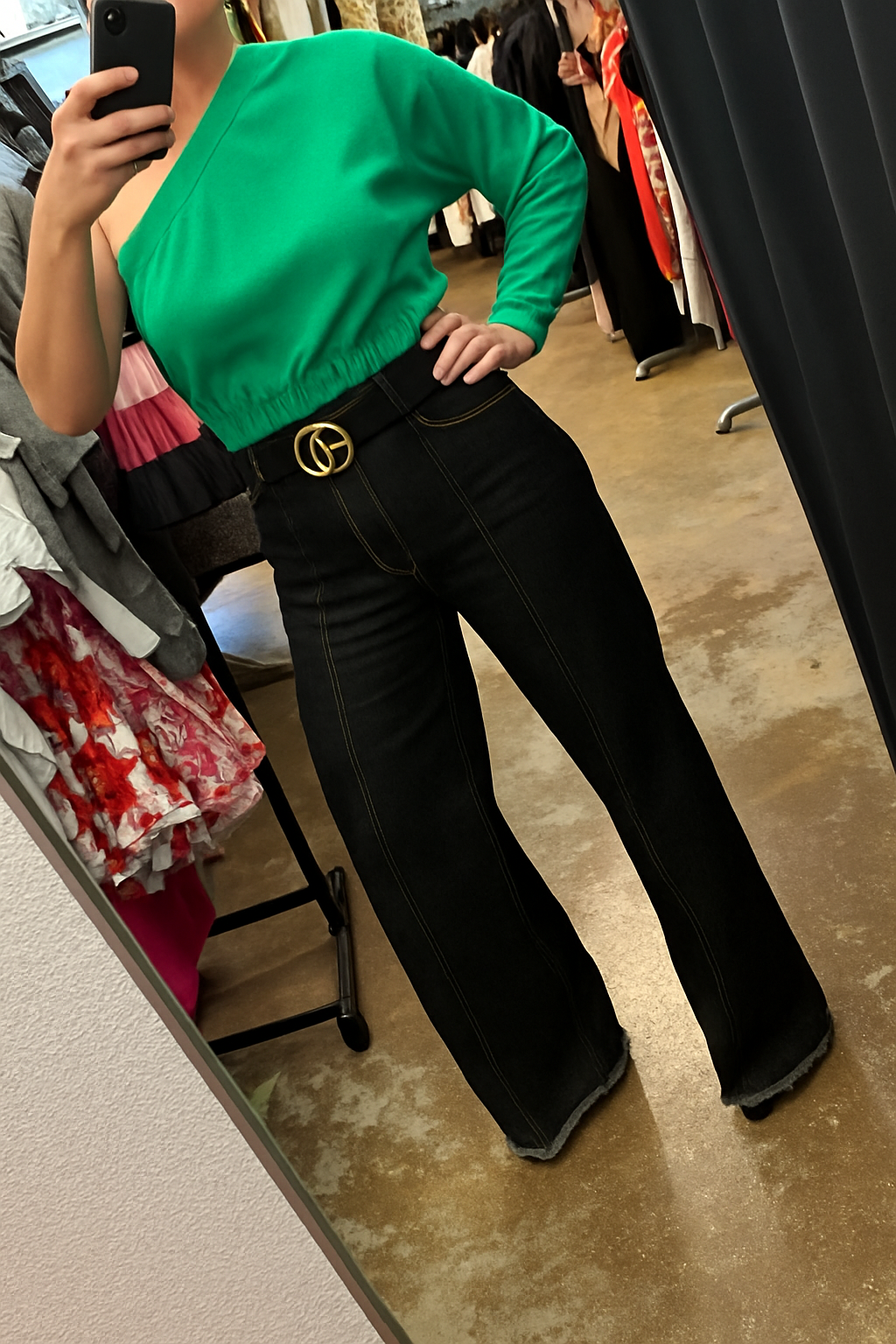 Green One-Shoulder Top