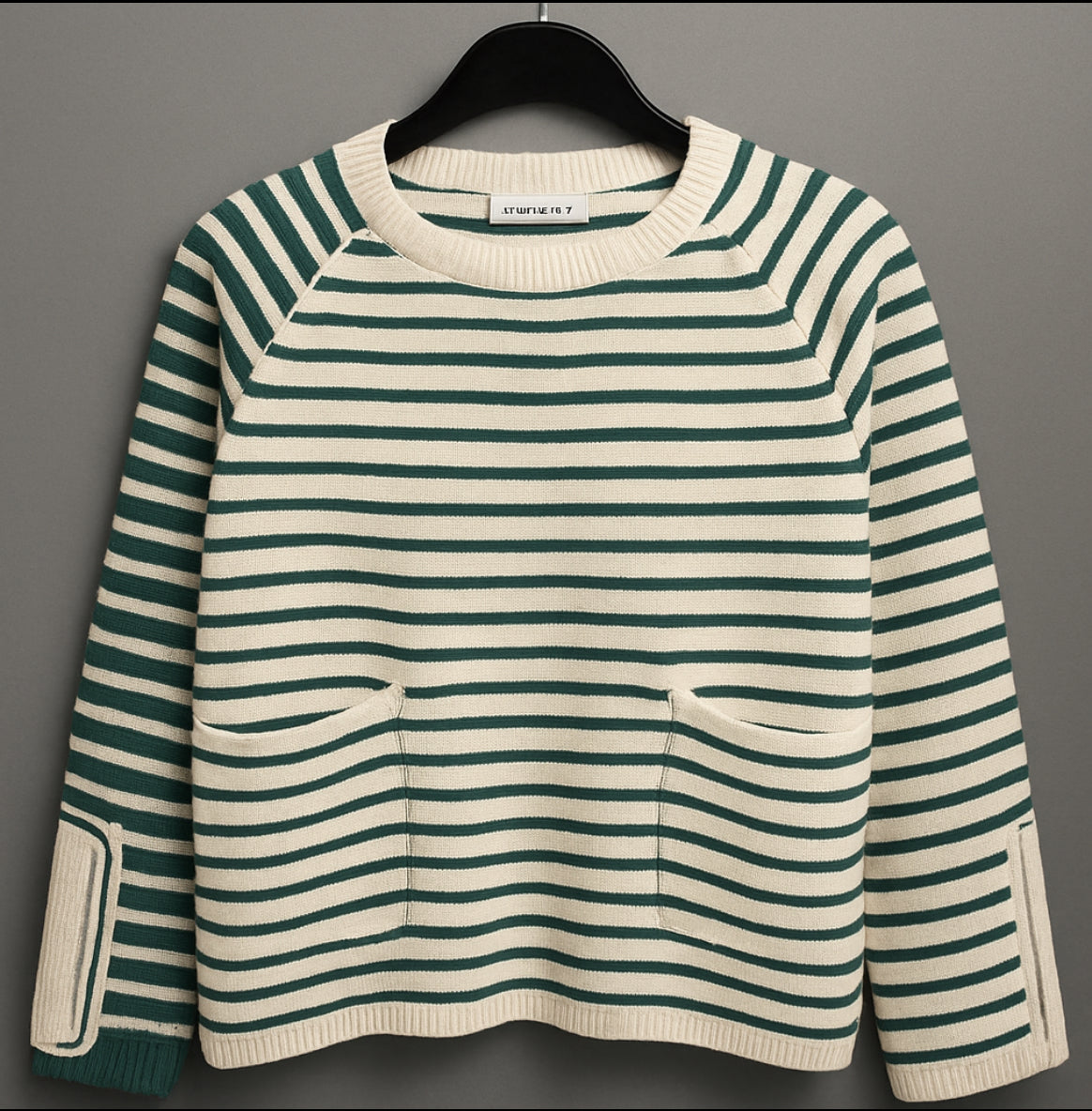 Green Striped Pocket Sweater