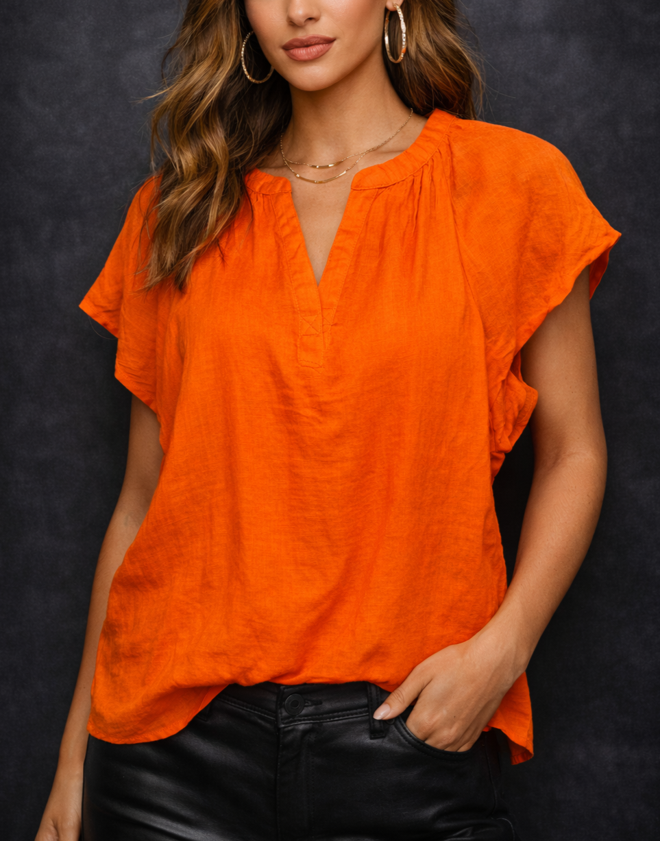 Orange Crush Linen Top