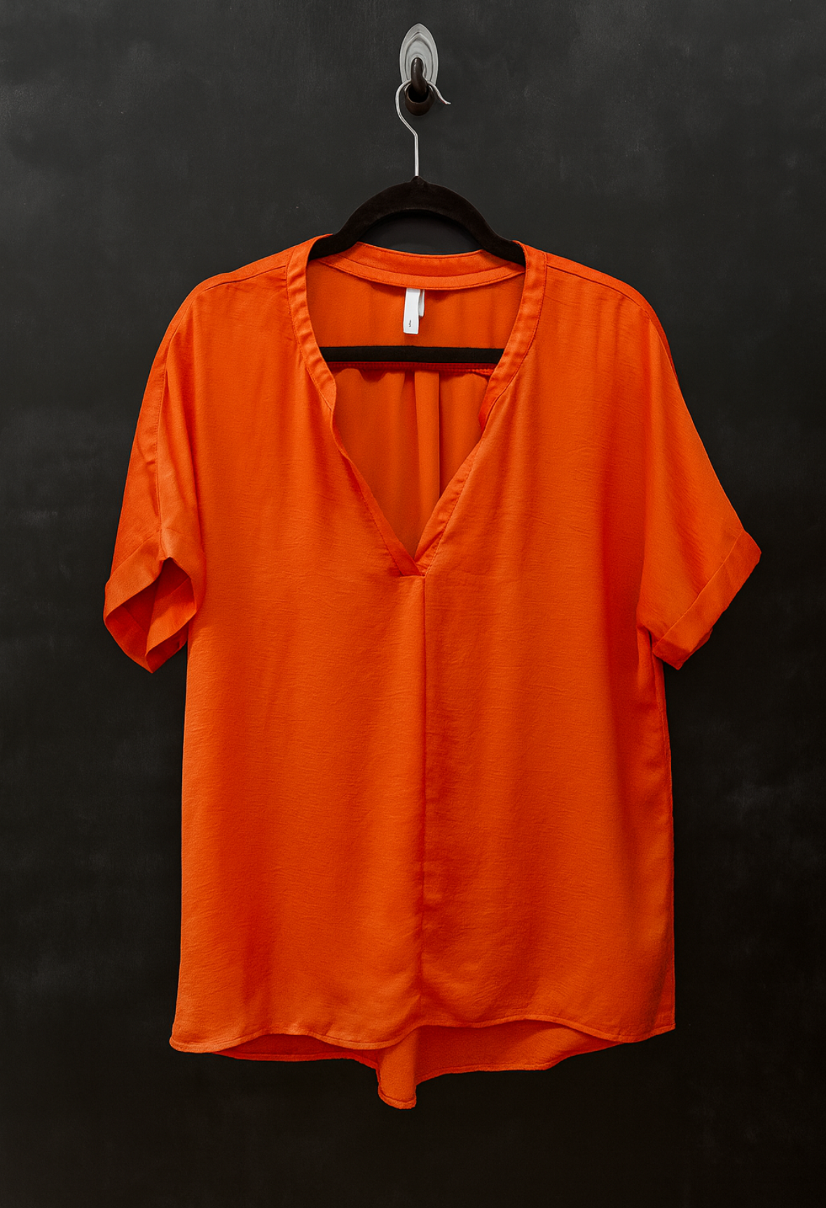 Orange Short Sleeve Drape Top