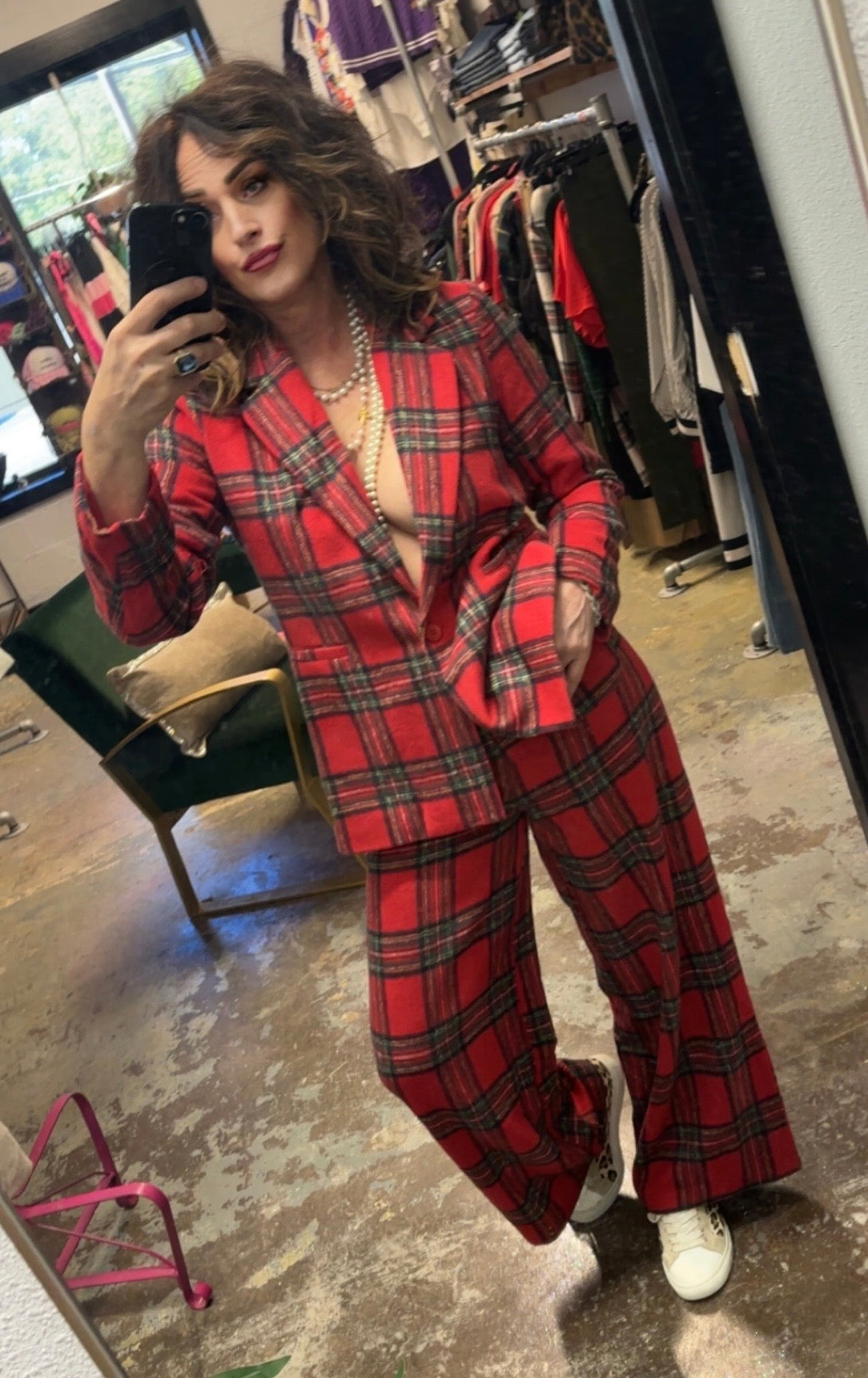 Red Plaid Blazer