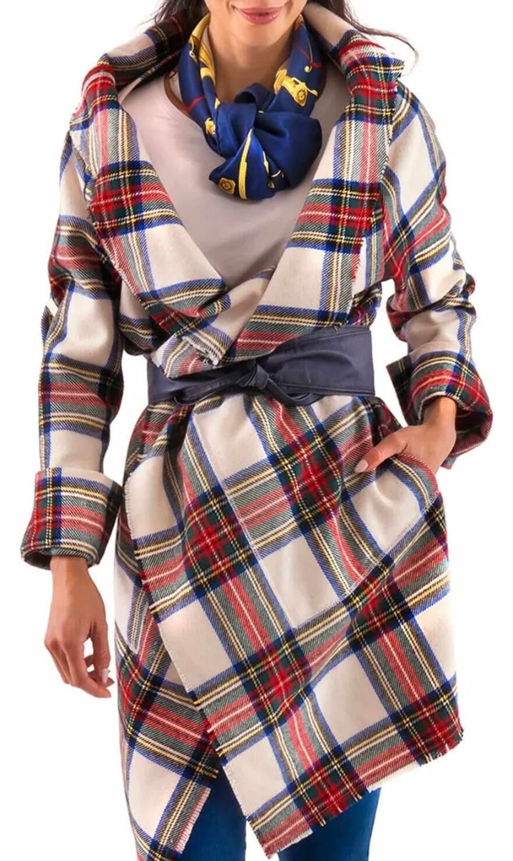 Plaid Wrap Coat
