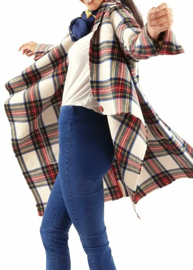 Plaid Wrap Coat