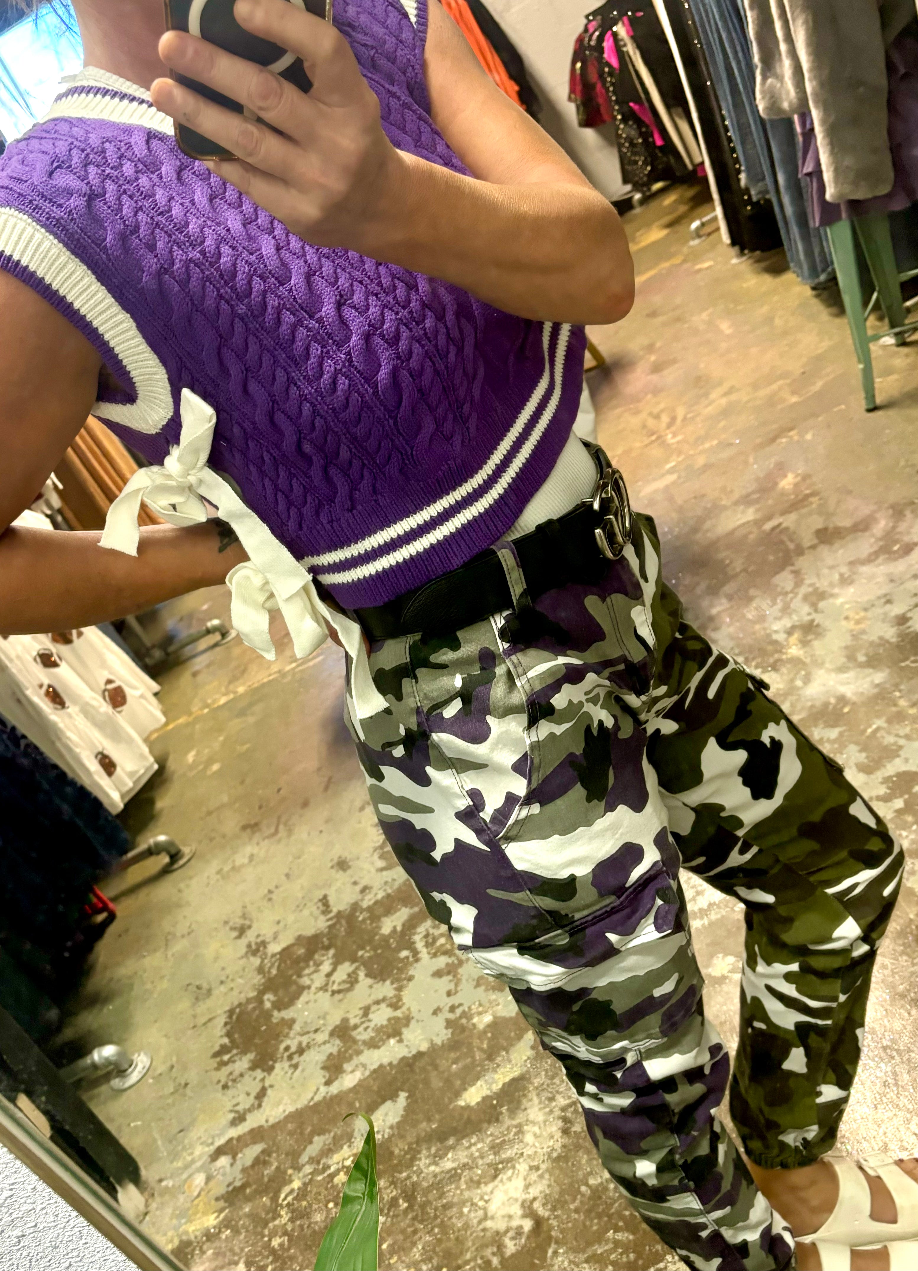 Cropped Purple/White Sweater Vest