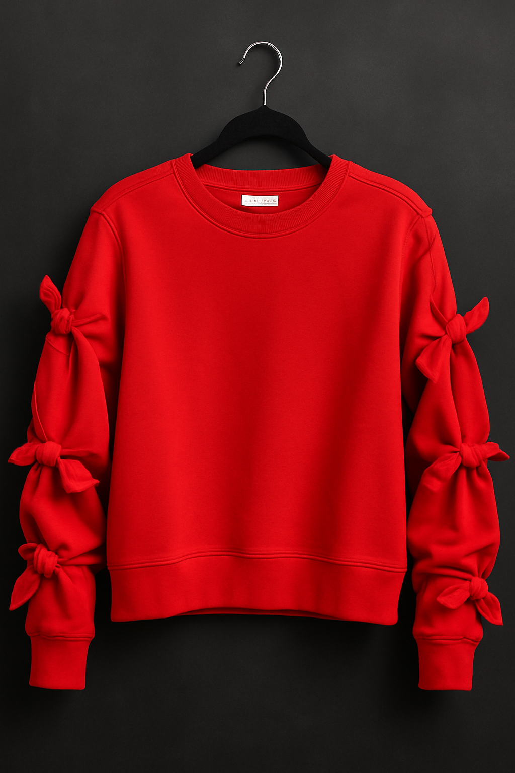 Red Bow-Sleeve Sweatshirt